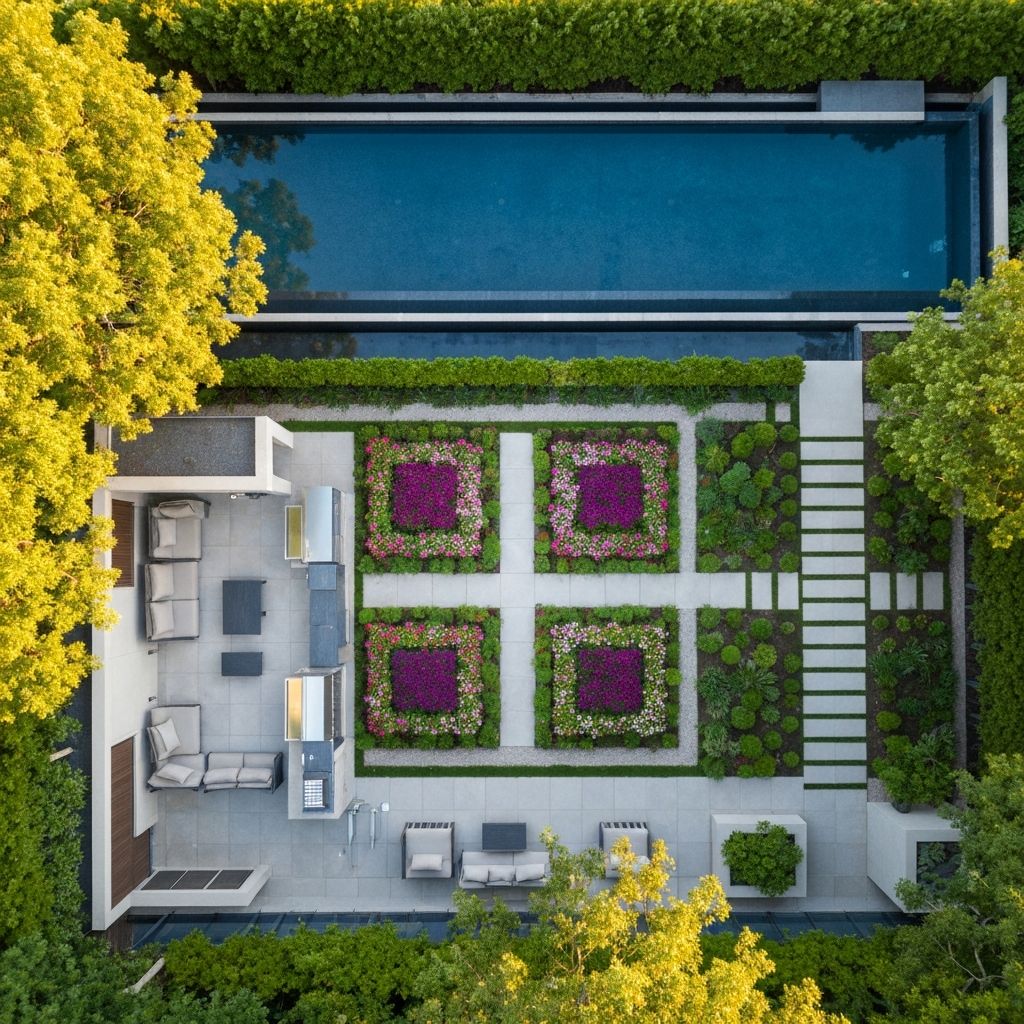 واحة خضراء مع الورود